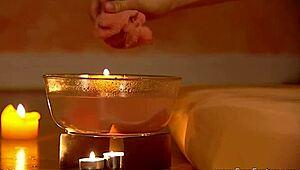 Blonde Mature MILF Giving Her Man A Handjob Cock Massage In Couple Scene.