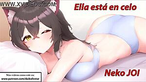 Maullidos y Orgasmos en Joi Gatuno con Novia Neko