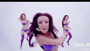 Dancing Hot Girls Perform Energetic Moves in Group Setting