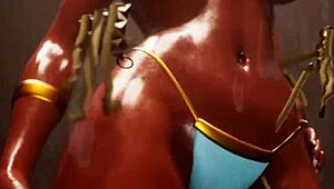 Gold beauty explores wild life in an adventurous striptease.