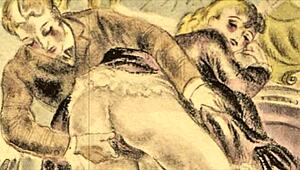 Oh man, vintage erotic illustration, like old-school comic stuff with that antique vibe...