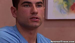 Adorable Babe Cockriding on the Massage Table While Masseur Watches