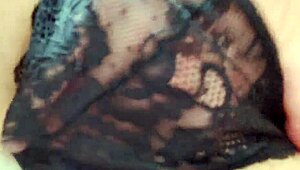 golden tigre spanks her old pussy with a belt, getting it wet for her strapon dildo