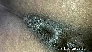 Tiny Ebony Farting with Her Big Ass Exposed