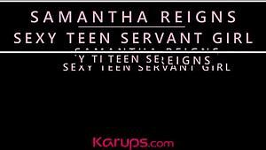 redhead teen 18+ samantha reigns rides cock with shaved pussy