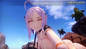 hot anime elf teen gives an epic titjob after face sitting