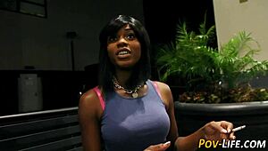 teen ebony takes a massive facial like a champ