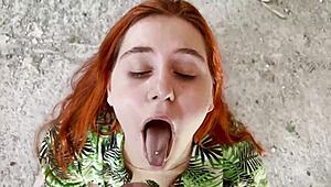 Stepsister surprised me with deepthroat at abandoned building