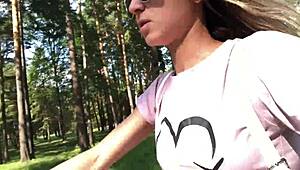 yo, let's have some outdoor fun with this teen and her big cock buddy!