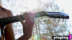 Alexandra Belle undresses in a softcore striptease, posing naked with her ass and tits.