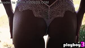 Alexandra Belle undresses in a softcore striptease, posing naked with her ass and tits.
