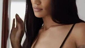 black beauty with natural tits meets blonde college girl