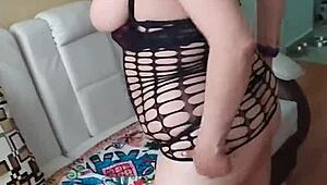 latina mature sammy flaunts big boobs in kitchen