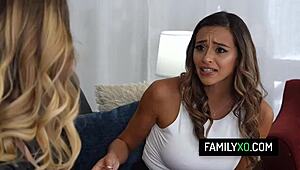 I caught my busty stepmom Armani Black banging her stepson rough with his girlfriend.