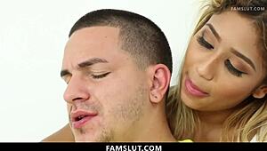 Stepsister teases stepbrother into banging to spite stepdad hard.