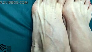 Footfetish with a new red pedicure