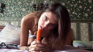 uhh, i’m just a teen messin’ with my dildo for solo fun time!