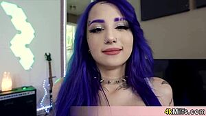 Blue haired petite GF's POV sex maniac adventures with piercings