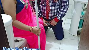 Young School Boy Plays BDSM Bathroom Game with Mom