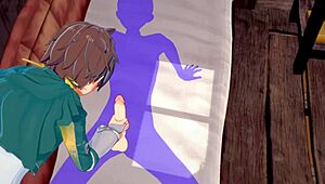 Konosuba yaoi features Kazuma in hard POV blowjob and assfucking