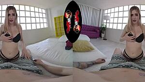 VRLatina showcases stunning Latina Mini Vamps in hard VR action