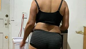 anna maria teases with big tits and ass in workout apparel