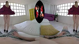 VRLatina showcases stunning Latina Mini Vamps in hard VR action