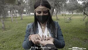 Ginezflowrs, the Gypsy with Piercing Eyes, Bent Over in Wild Doggystyle Action.