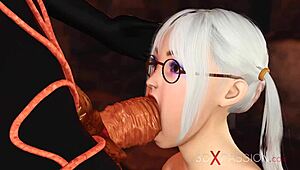 big tits slut gets rough anal with hot shemale futanari in dark dungeon