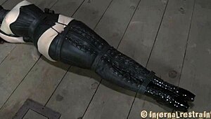 brunette sweetheart enjoys hardcore toy gratification with blowjob and masturbation in masked bdsm slave scene