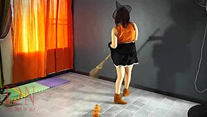 halloween witch in sexy red suit with regina noir backstage 😊