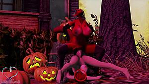 Happy Halloween Cassie Lewdine Big Tits Monster Cock