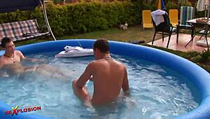 Fresh young twinks having FUN and BAREBACK sex outdoors