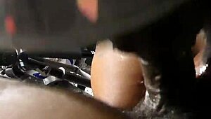 Ebony slut sucks monster cock sloppy