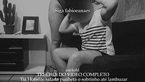 Aunt helps nephew in a family moment