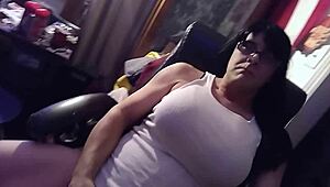 gwenny the shemale cums hard during solo masturbation session