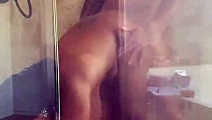 lady raex in wet shower scene with big ass and natural tits