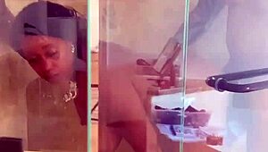 lady raex in wet shower scene with big ass and natural tits