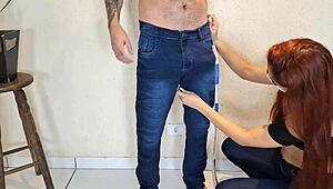 Seamstress eyeing client's dick?