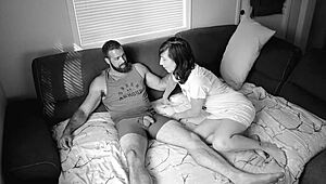 stepsister and stepbrother caught sneaking a wild bedroom romp