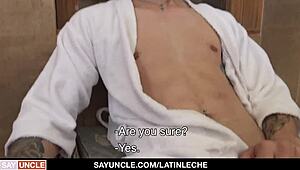 latin guys get hottest pov blowjob and cumshot in spa