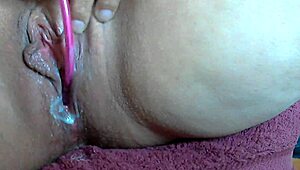Housewife enjoys a refreshing squirt
