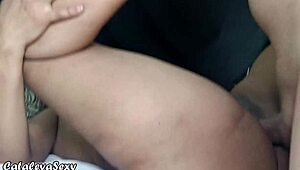 He drills her holes while admiring her big Latina ass