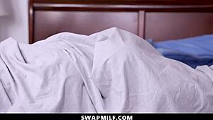 Stepsons Crash Stepmoms’ Girl on Girl Party and Join In - SwapMilf