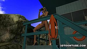 Gadis 3D Foxy Nikmati Jilat Mulut Di Perahu