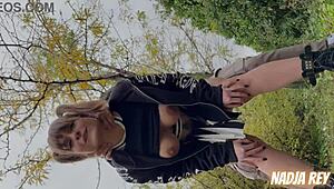 Wow, this teen cheerleader fucks in public and swallows every drop!