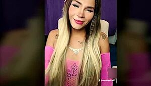 ts angelique monroe performs webcam show with latina crossdressing fingering and masturbation