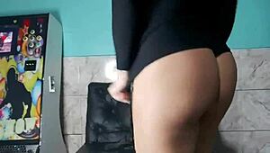 Latina tattooed amateur starts with striptease, ends with facial cum.