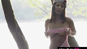 Natalie Costello Teases With Her Big Natural Boobs Outdoors