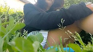 Peeing on the Grass With Chantal Channel in Public